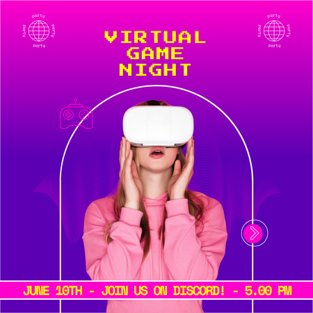 Virtual Game Night Invitation Instagramデザインテンプレート