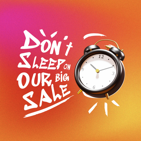 Sale Announcement with Alarm Clock Animated Post Design Template