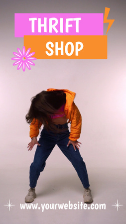Ontwerpsjabloon van Instagram Video Story van Dansende vrouw voor kringloopwinkel