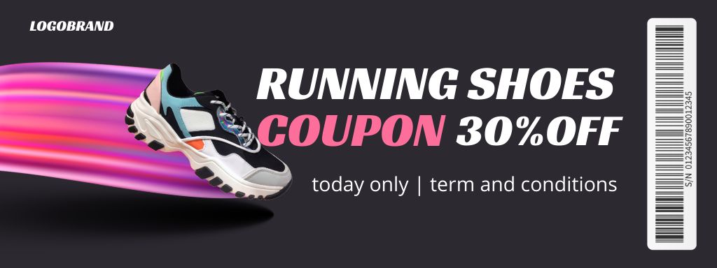 Best Offer on Durable Running Shoes Voucher Coupon Design Template