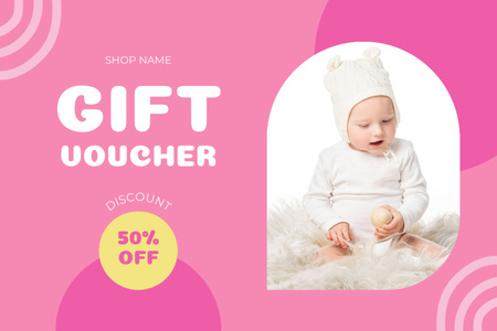 Gift Voucher Offer for Children's Collection with Cute Baby Gift Certificate tervezősablon