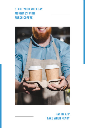 Platilla de diseño Online ordering Offer with Coffee to go Pinterest