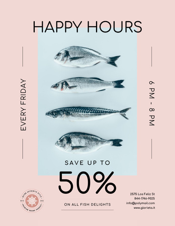 Plantilla de diseño de Delicias especiales de pescado a precios reducidos Oferta Poster 8.5x11in 