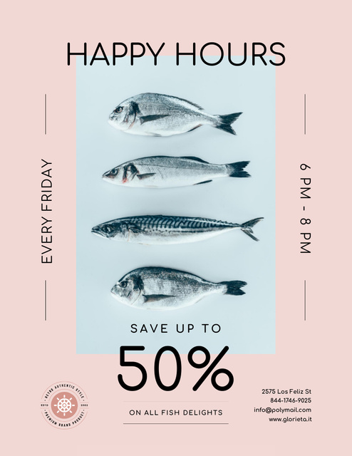 Template di design Special Fish Delights At Discounted Rates Offer Poster 8.5x11in