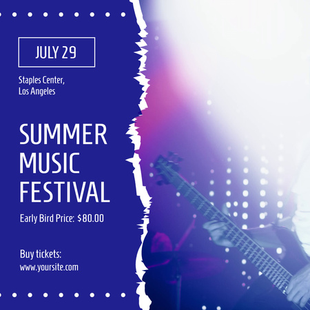 Summer Music Fest Ad on Navy Blue Animated Post Design Template