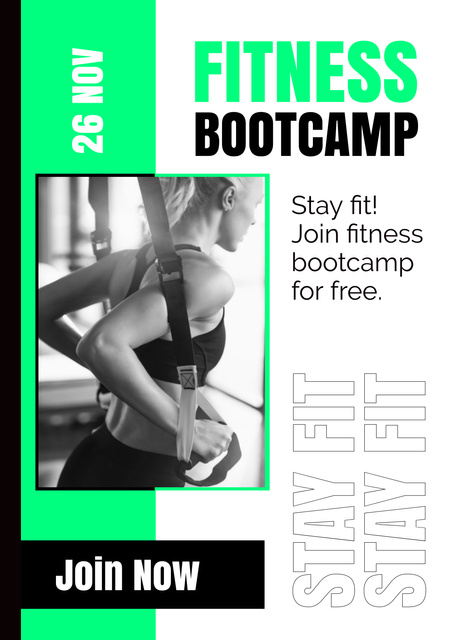 Fitness Boot Camp Announcement Poster Design Template
