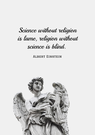 Platilla de diseño Citation about Science and Religion with Angel Statue Poster