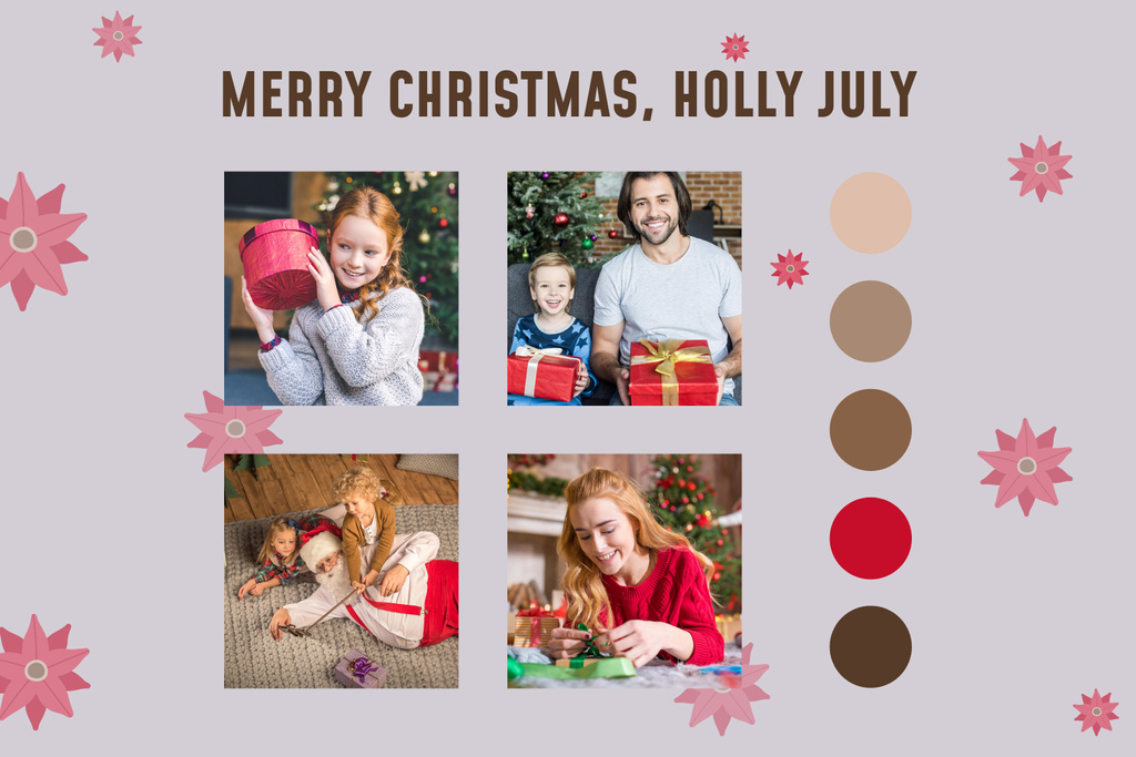 Christmas Party with Happy Family at Home Mood Board Design Template
