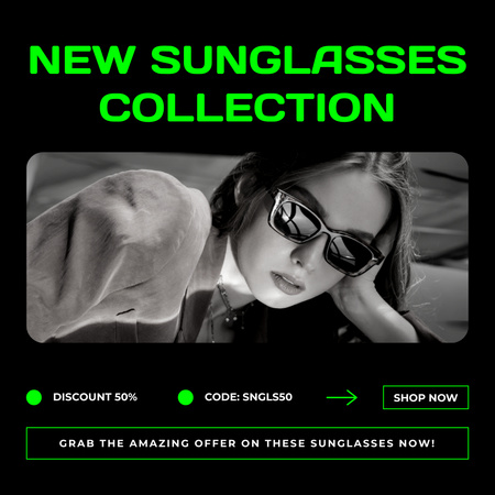 Modèle de visuel Promotion de la nouvelle collection de lunettes de soleil - Instagram