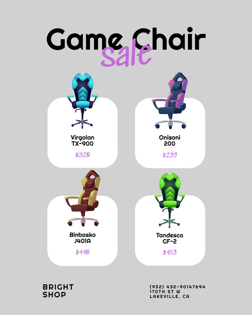 Gaming Gear Ad with Cozy Chairs Poster 16x20in – шаблон для дизайна