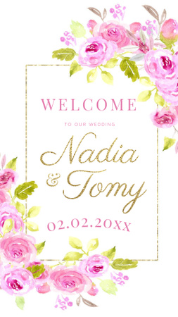 Floral Wedding Invitation Instagram Story Design Template