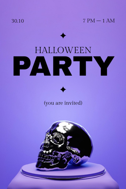 Halloween Party Ad with Silver Decor Flyer 4x6in Design Template