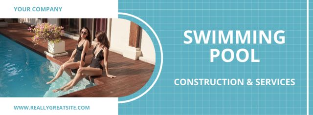 Swimming Pool Construction and Services Facebook cover Design Template