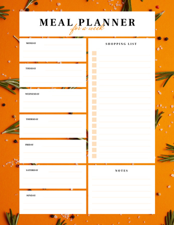 Platilla de diseño Weekly Meal Planner with Rosemary and Spices Notepad 8.5x11in