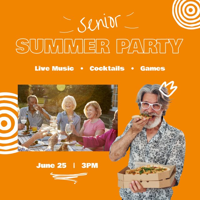 Age-Friendly Summer Party Announcement Animated Post Modelo de Design