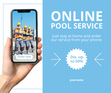 Offer Discounts for Online Booking Service for Pools Facebook Design Template
