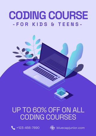 Coding Course for Kids and Teens Poster Design Template