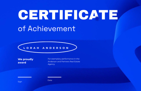 Template di design Real Estate Agent Achievement Award Certificate 5.5x8.5in