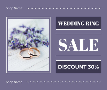 Plantilla de diseño de Anuncio de venta de anillos de boda en púrpura Facebook 