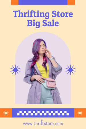 Woman for Thrifting Store Big Sale Pinterest Design Template