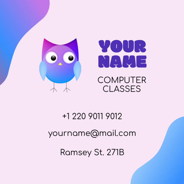 Advertisement for Computer Classes Square 65x65mm Design Template