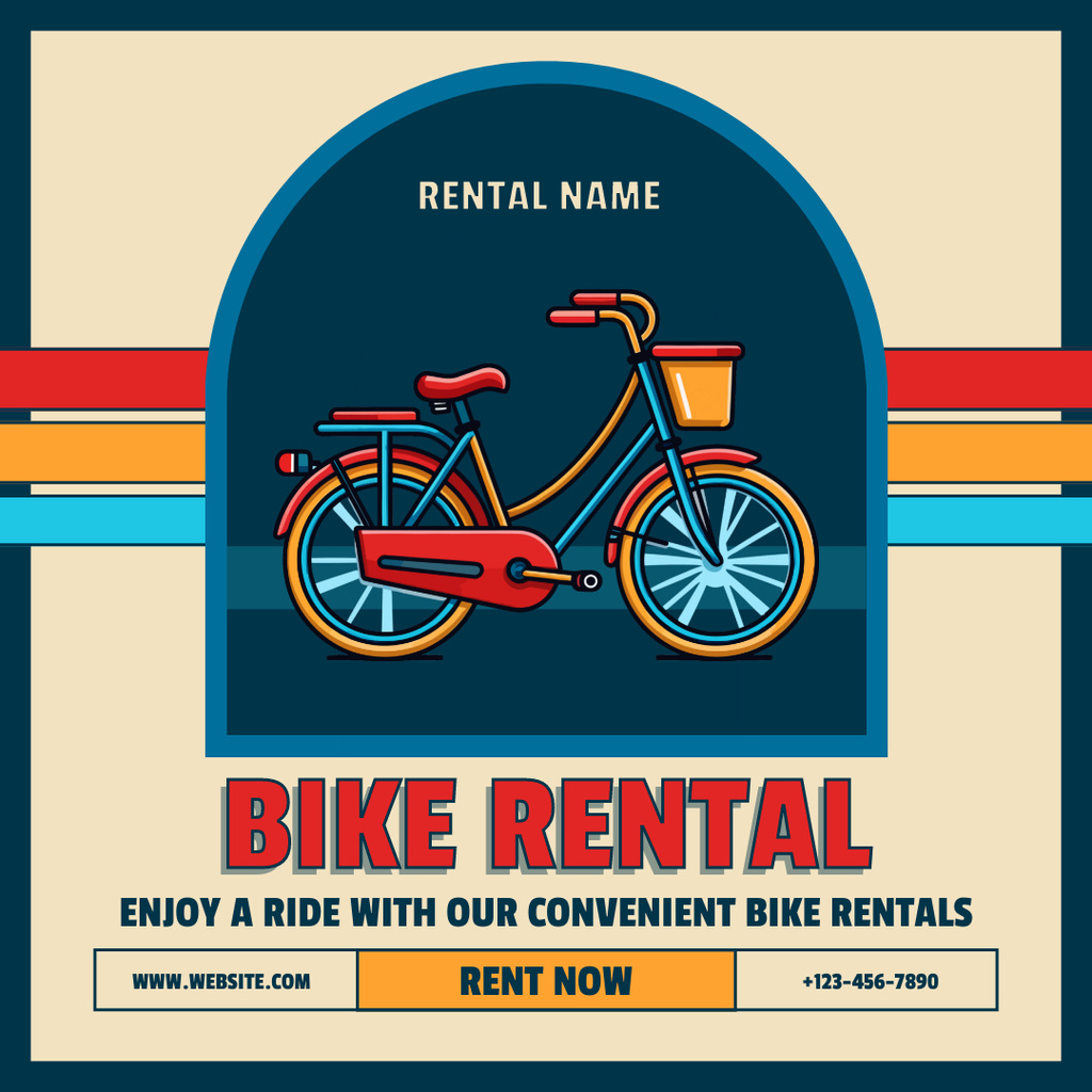 Convenient Service of Rental Bikes Instagram AD – шаблон для дизайна