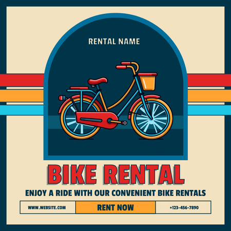 Kényelmes kerékpárkölcsönző szolgáltatás Instagram AD tervezősablon