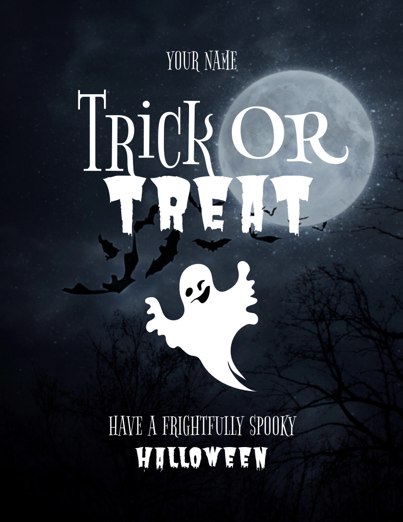 Halloween's Phrase with Funny Ghost Online Flyer Template - VistaCreate