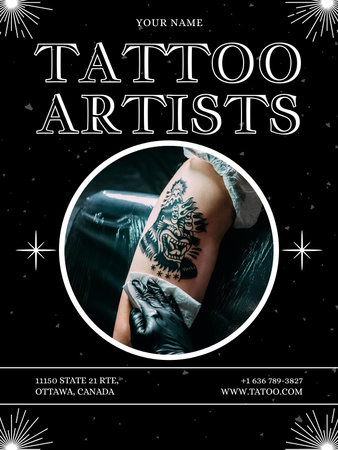 Platilla de diseño Tattoo Artists Service Offer With Abstract Artwork Poster US