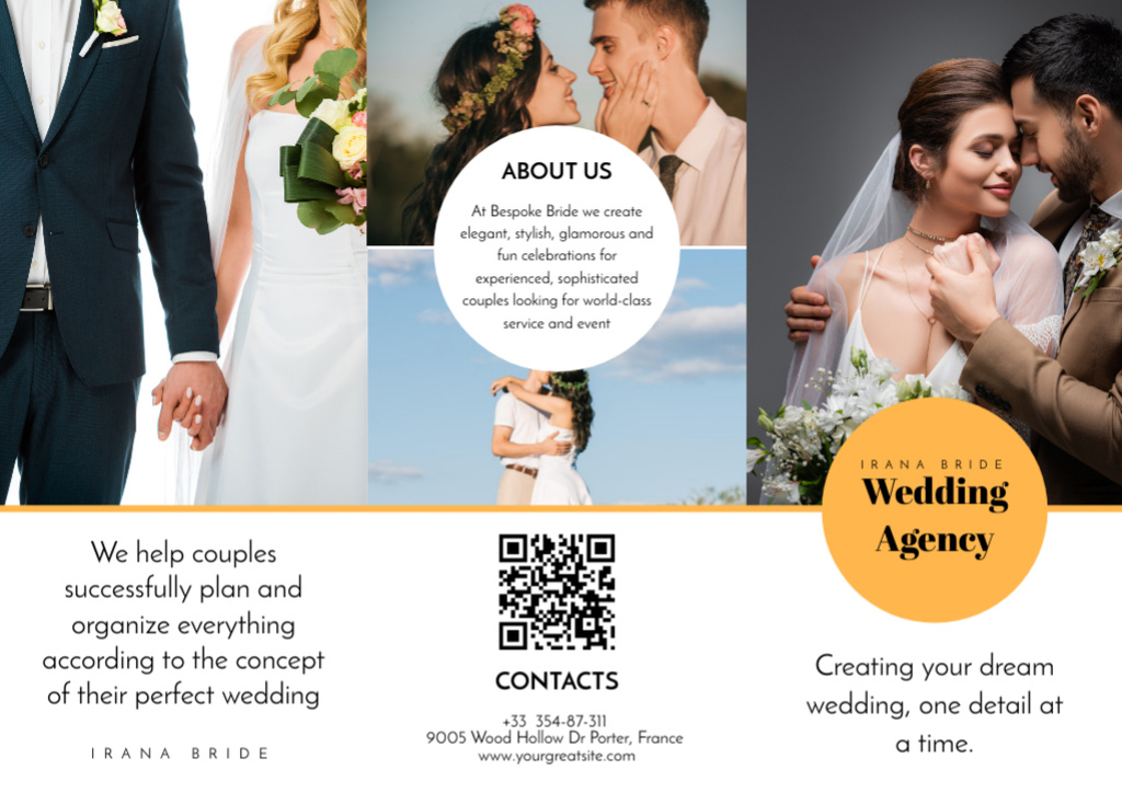 Wedding Agency Ad with Collage of Happy Couples Brochure Tasarım Şablonu