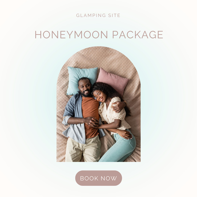 Glamping Resorts Offer for Honeymoon Animated Post Modelo de Design