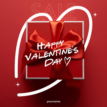 Happy Valentine's Day with Red Gift Box Instagram AD Design Template
