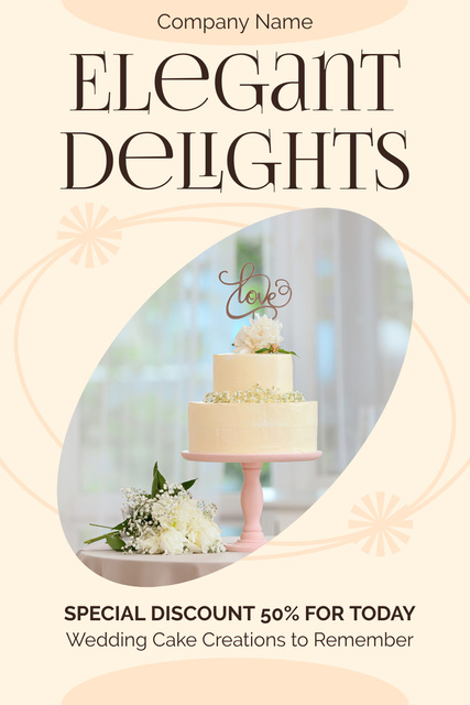 Szablon projektu Elegant Wedding Cake Offer Pinterest