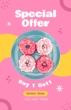 Ontwerpsjabloon van Recipe Card van Speciale aanbieding van lekkere zoete donuts