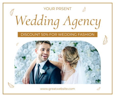 Wedding Clothes Boutique Offer with Happy Couple Facebook Design Template