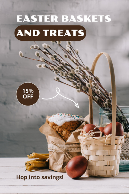 Easter Baskets with Treats Offer Pinterest Design Template
