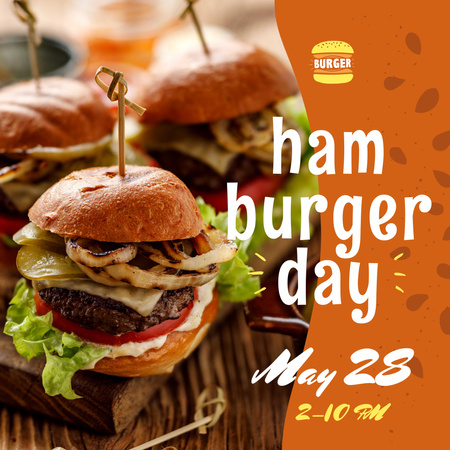 Hamburger Day Menu Hot Mouthwatering Burgers Instagram Design Template