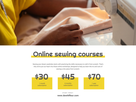 Online Sewing Courses Announcement Poster 18x24in Horizontal Design Template