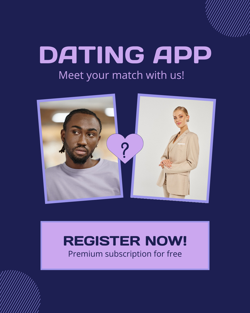 Ontwerpsjabloon van Instagram Post Vertical van Offer to Register in Dating Application