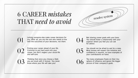 Ontwerpsjabloon van Mind Map van Avoiding Career Mistakes Tips