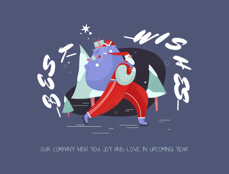 サンタスケートでメリークリスマスの願い Postcard 4.2x5.5inデザインテンプレート