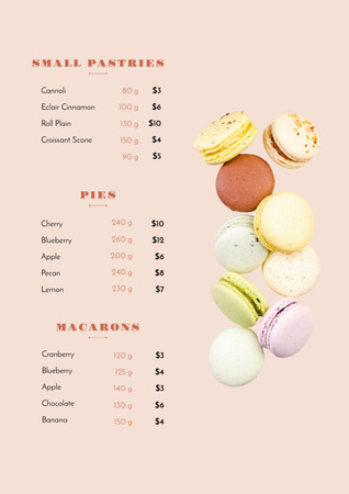 Designvorlage French Macaron Cookies für Menu