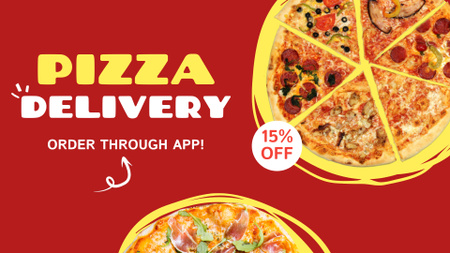 Designvorlage Crispy Pizza Delivery Service With Discount And App für Full HD video