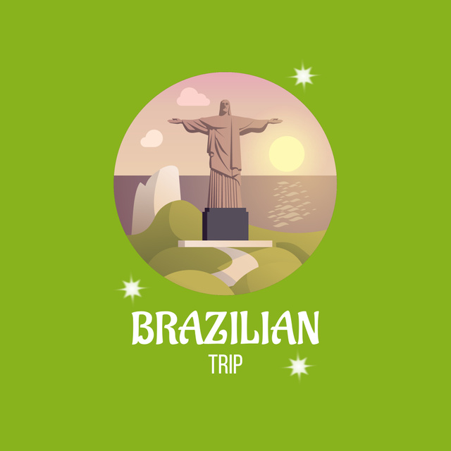 Travel to Brazil Offer with Christ The Redeemer Statue Animated Logo Design Template