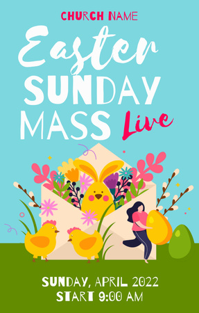 Ontwerpsjabloon van Invitation 4.6x7.2in van Aankondiging van de mis op Paaszondag