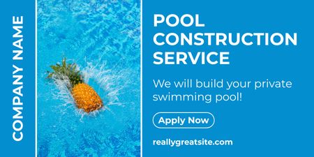 Designvorlage Offering Services to Swimming Pool Construction Company für Twitter