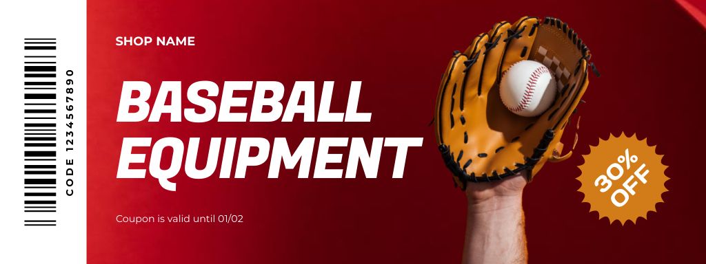 Szablon projektu Baseball Accessories And Equipment With Discount Coupon