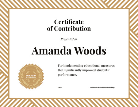 Designvorlage Education process Contribution gratitude für Certificate