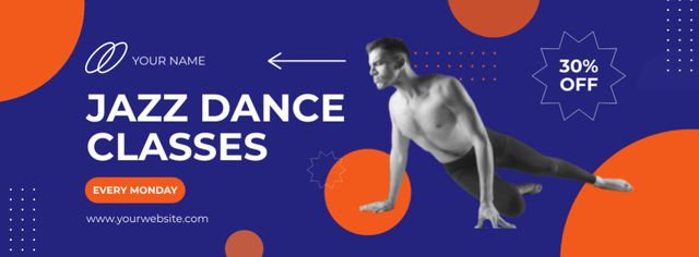 Dance Classes Promo with Young Man Facebook cover Design Template