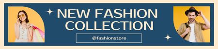 Szablon projektu Reklama kolekcji mody z mężczyzną i kobietą w stylowych strojach Ebay Store Billboard